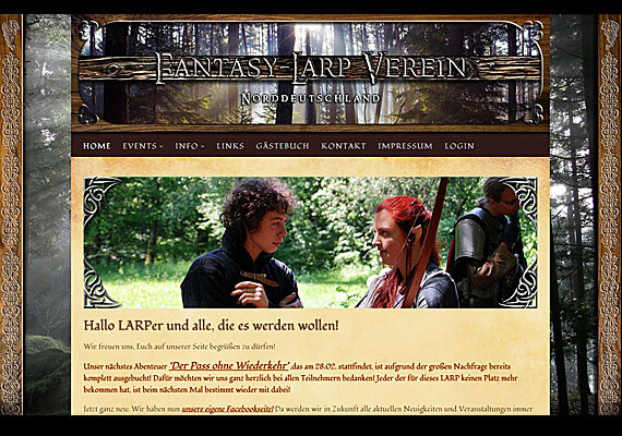 Webseite f&uumlr den Fantasy-LARP Verein Norddeutschland.