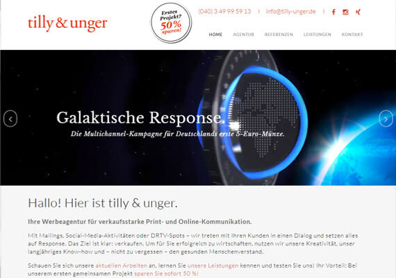 Webseite für eine Hamburger Werbeagentur, basierend auf dem CMS 'Wordpress'