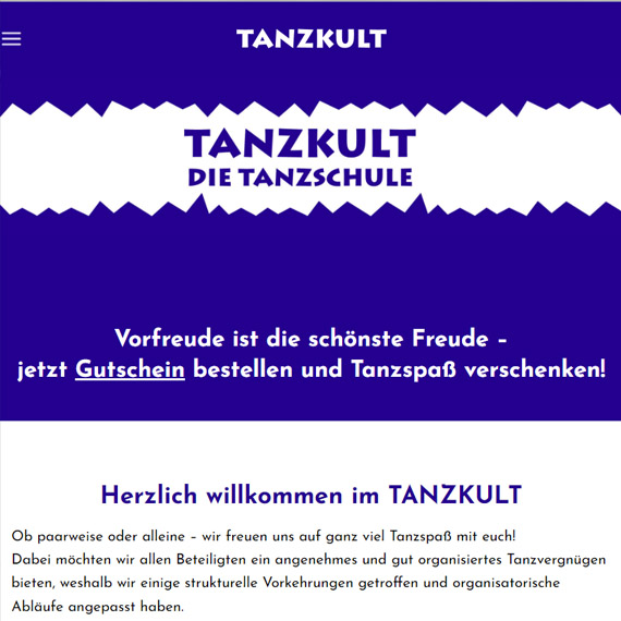 Webseite für Tanzschule Tanzkult