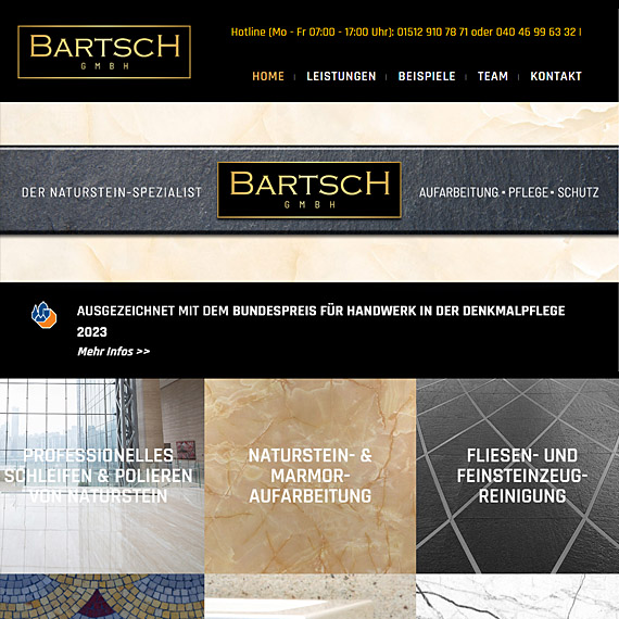 Webseite für Bartsch GmbH