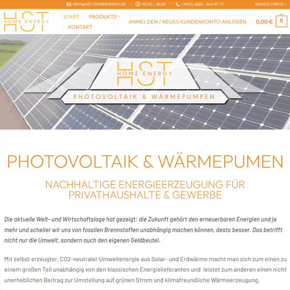 Webseite für HST Home Energy